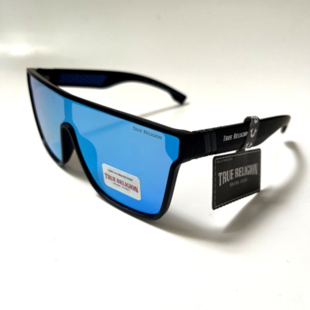 New Original TRUE RELIGION Shield Sunglasses Iridescent Mirror Matte Acetate